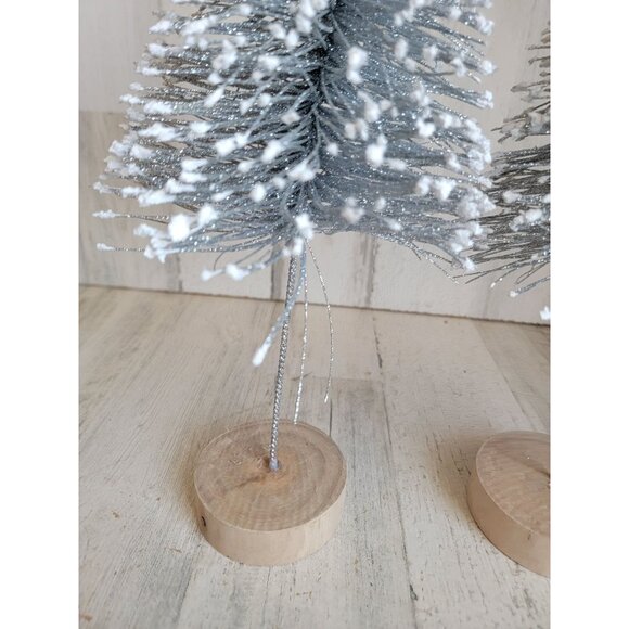 Silver glitter bristle snow tree set home decor shiny - Picture 6 of 9